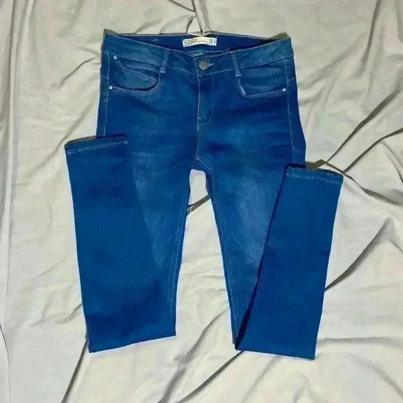Zara Women's Jeans Trafaluc Demin MId Waist Skinny Stretch Cobalt Blue Size 4 - Picture 1 of 7